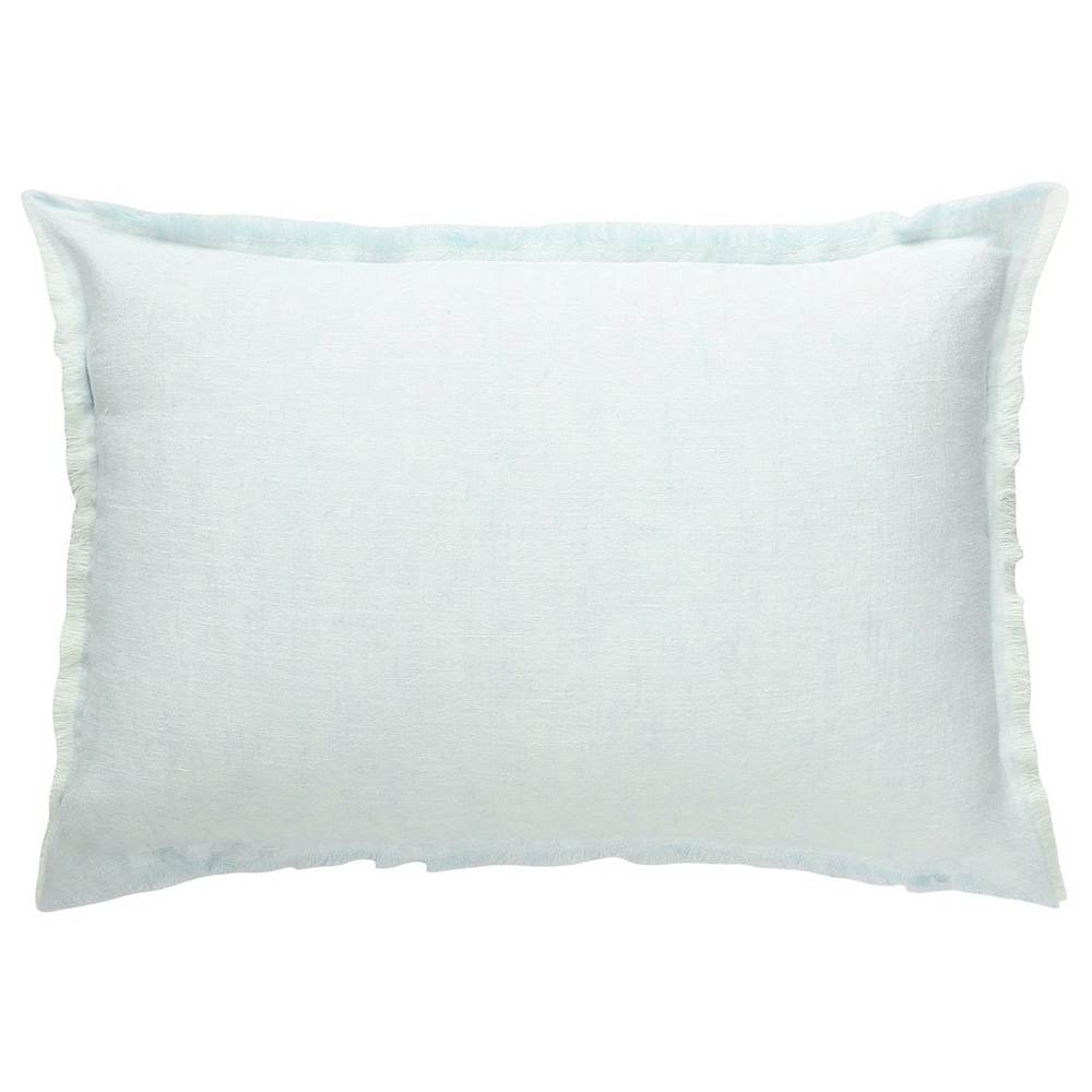 Anaya soft crossdye linen pillow/light aqua w/2-tone self-fringe/2 available-NWT